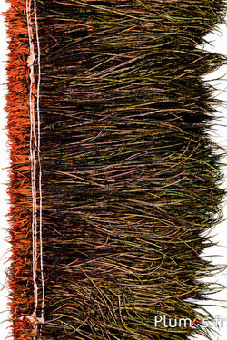 Pauw blauw franje - draadlengte 15-20 cm - oranje